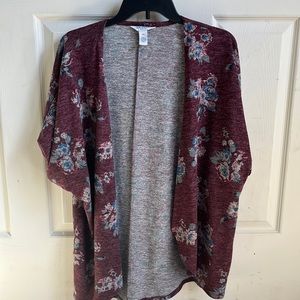 Women’s dark purple with floral design cardigan